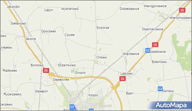 mapa Orłowo gmina Inowrocław, Orłowo gmina Inowrocław na mapie Targeo