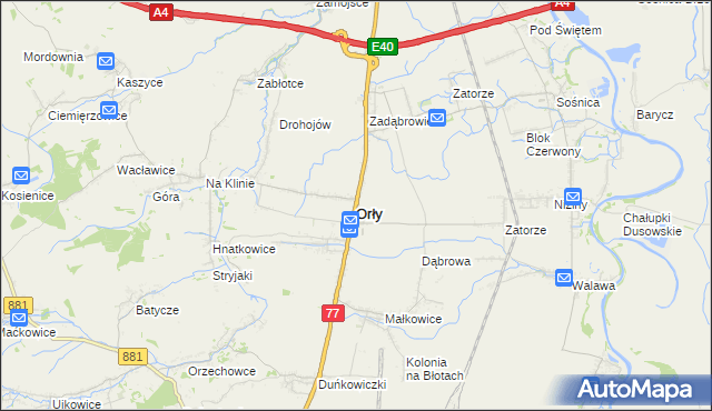 mapa Orły powiat przemyski, Orły powiat przemyski na mapie Targeo