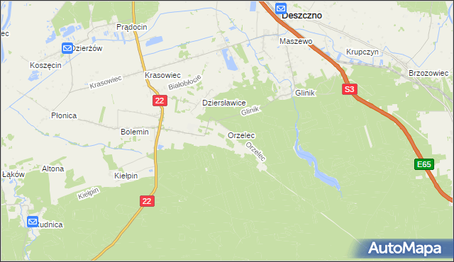mapa Orzelec, Orzelec na mapie Targeo