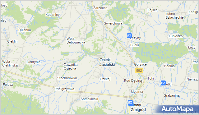 mapa Osiek Jasielski, Osiek Jasielski na mapie Targeo