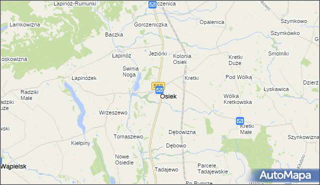 mapa Osiek powiat brodnicki, Osiek powiat brodnicki na mapie Targeo