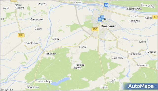 mapa Osów gmina Drezdenko, Osów gmina Drezdenko na mapie Targeo