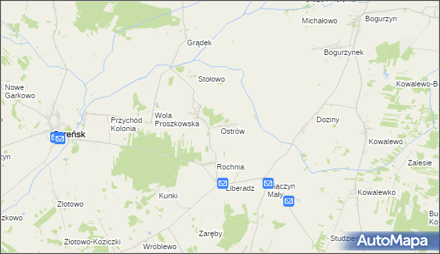 mapa Ostrów gmina Szreńsk, Ostrów gmina Szreńsk na mapie Targeo