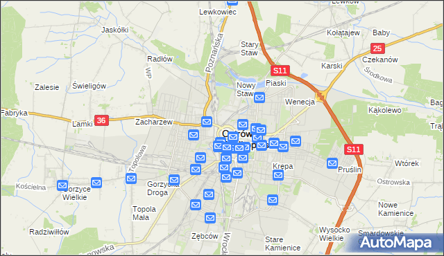 mapa Ostrów Wielkopolski, Ostrów Wielkopolski na mapie Targeo