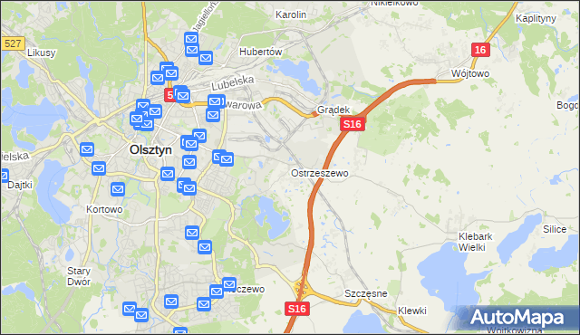 mapa Ostrzeszewo, Ostrzeszewo na mapie Targeo