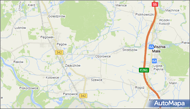 mapa Ozorowice, Ozorowice na mapie Targeo