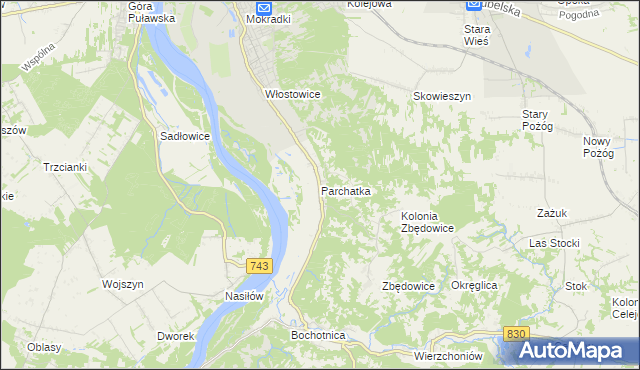 mapa Parchatka, Parchatka na mapie Targeo