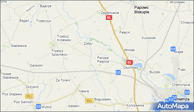 mapa Parowa Falęcka, Parowa Falęcka na mapie Targeo