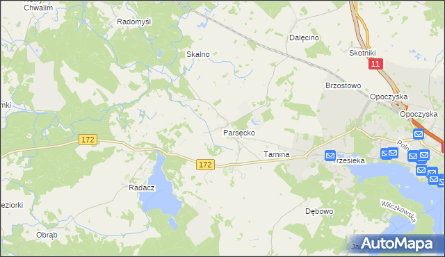 mapa Parsęcko, Parsęcko na mapie Targeo