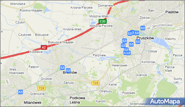 mapa Parzniew, Parzniew na mapie Targeo