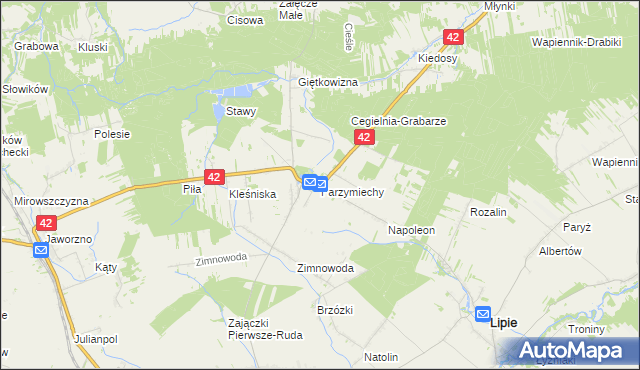 mapa Parzymiechy, Parzymiechy na mapie Targeo