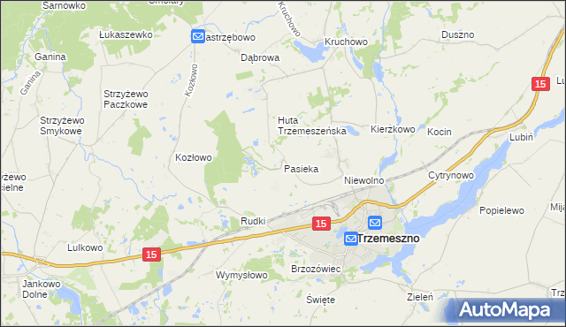 mapa Pasieka gmina Trzemeszno, Pasieka gmina Trzemeszno na mapie Targeo