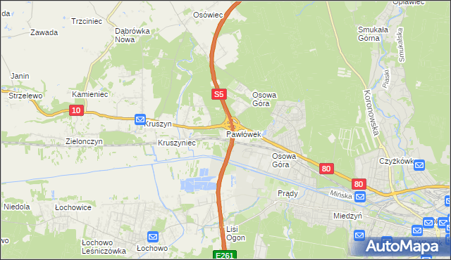 mapa Pawłówek gmina Sicienko, Pawłówek gmina Sicienko na mapie Targeo