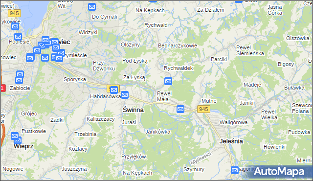 mapa Pewel Mała, Pewel Mała na mapie Targeo