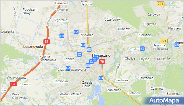mapa Piaseczno, Piaseczno na mapie Targeo