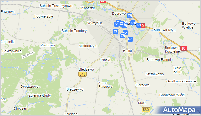 mapa Piaski gmina Sierpc, Piaski gmina Sierpc na mapie Targeo