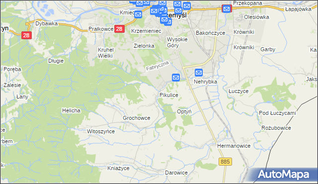 mapa Pikulice, Pikulice na mapie Targeo
