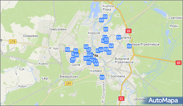 mapa Piły, Piła na mapie Targeo