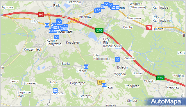 mapa Piła Kościelecka, Piła Kościelecka na mapie Targeo