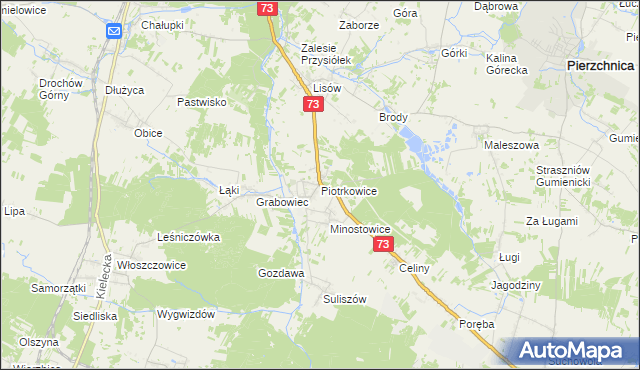 mapa Piotrkowice gmina Chmielnik, Piotrkowice gmina Chmielnik na mapie Targeo