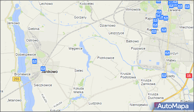 mapa Piotrkowice gmina Inowrocław, Piotrkowice gmina Inowrocław na mapie Targeo