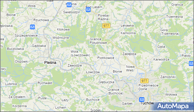 mapa Piotrkowice gmina Tuchów, Piotrkowice gmina Tuchów na mapie Targeo