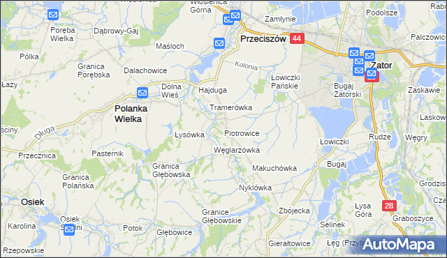 mapa Piotrowice gmina Przeciszów, Piotrowice gmina Przeciszów na mapie Targeo