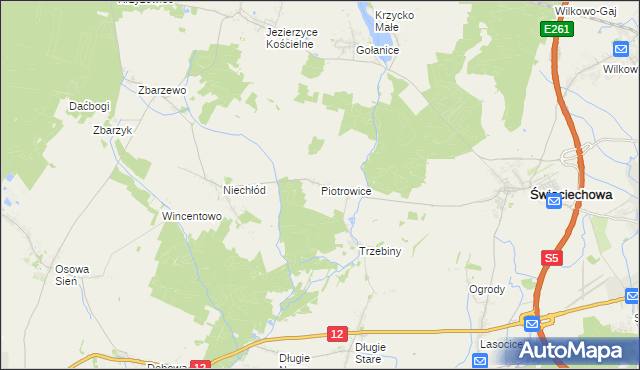 mapa Piotrowice gmina Święciechowa, Piotrowice gmina Święciechowa na mapie Targeo