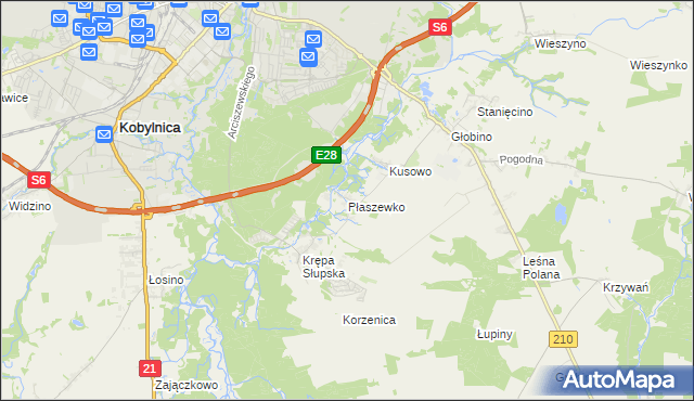 mapa Płaszewko, Płaszewko na mapie Targeo