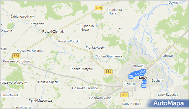 mapa Płonka-Strumianka, Płonka-Strumianka na mapie Targeo