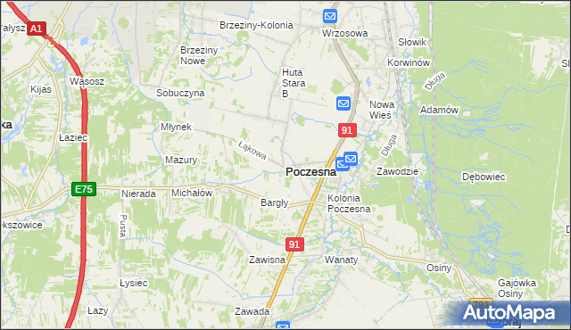 mapa Poczesna, Poczesna na mapie Targeo
