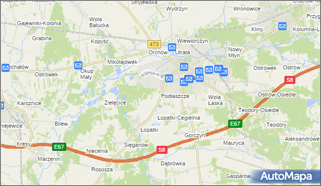 mapa Podłaszcze, Podłaszcze na mapie Targeo