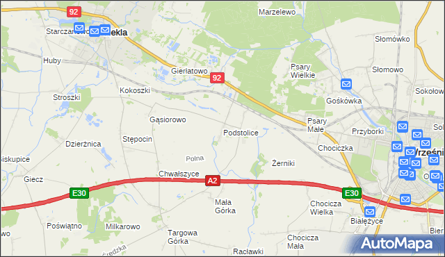 mapa Podstolice gmina Nekla, Podstolice gmina Nekla na mapie Targeo