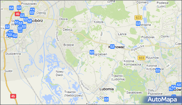 mapa Pogrzebień, Pogrzebień na mapie Targeo