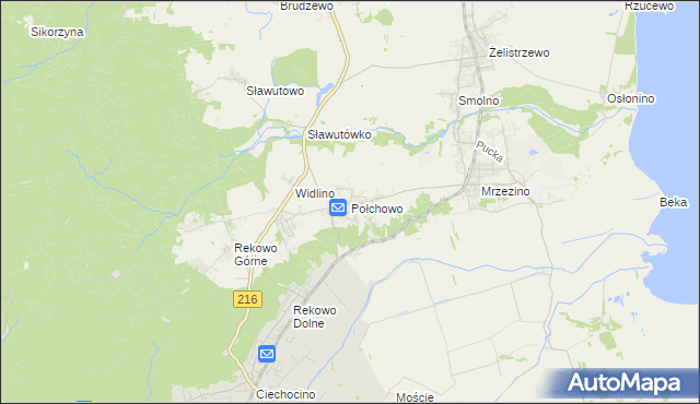 mapa Połchowo gmina Puck, Połchowo gmina Puck na mapie Targeo