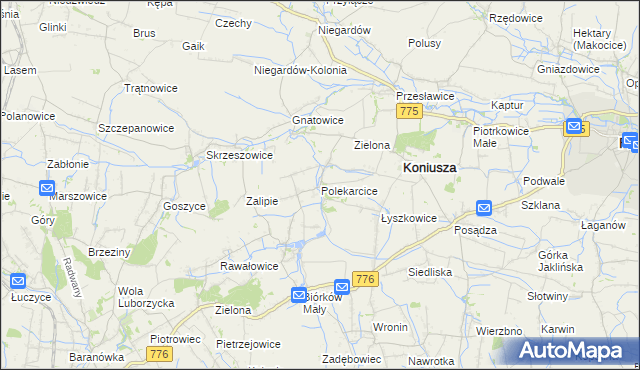 mapa Polekarcice, Polekarcice na mapie Targeo