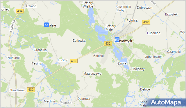 mapa Polesie gmina Zaniemyśl, Polesie gmina Zaniemyśl na mapie Targeo
