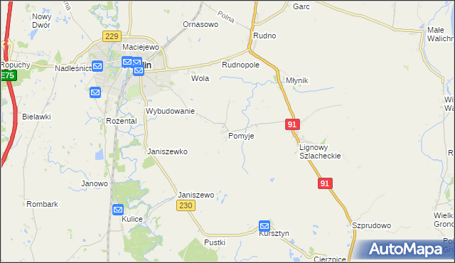 mapa Pomyje, Pomyje na mapie Targeo