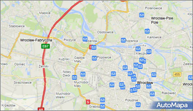 mapa Popowice gmina Wrocław, Popowice gmina Wrocław na mapie Targeo