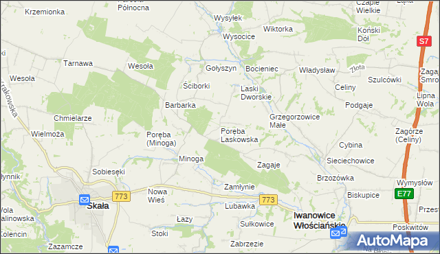 mapa Poręba Laskowska, Poręba Laskowska na mapie Targeo