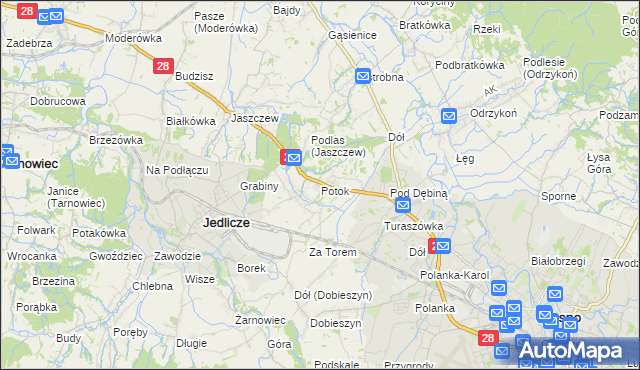 mapa Potok gmina Jedlicze, Potok gmina Jedlicze na mapie Targeo