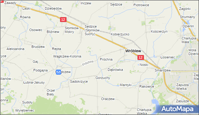 mapa Próchna, Próchna na mapie Targeo