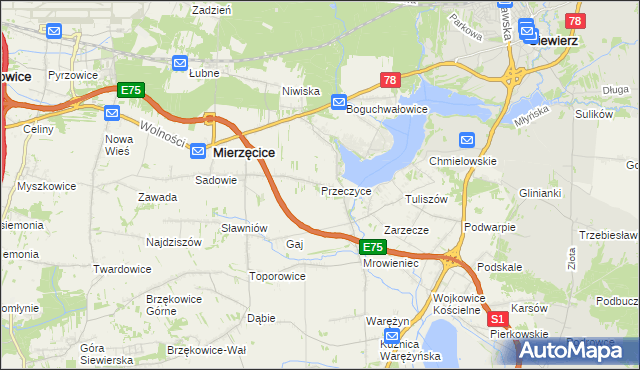mapa Przeczyce, Przeczyce na mapie Targeo