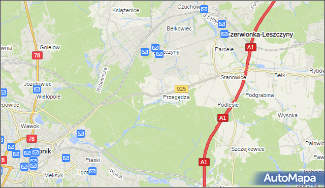 mapa Przegędza, Przegędza na mapie Targeo