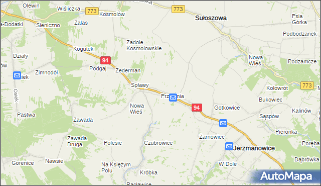 mapa Przeginia, Przeginia na mapie Targeo