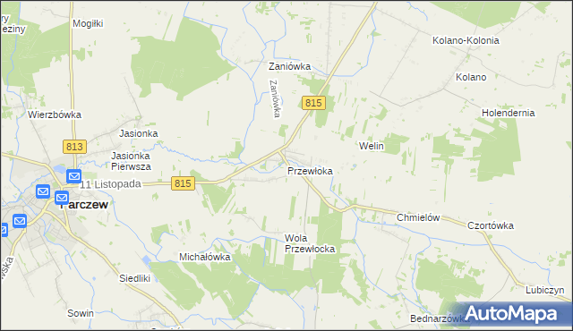 mapa Przewłoka gmina Parczew, Przewłoka gmina Parczew na mapie Targeo