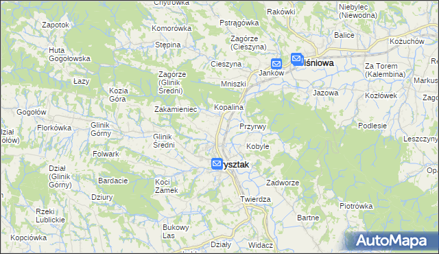 mapa Pułanki gmina Frysztak, Pułanki gmina Frysztak na mapie Targeo