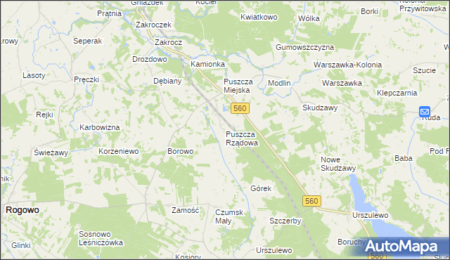 mapa Puszcza Rządowa, Puszcza Rządowa na mapie Targeo