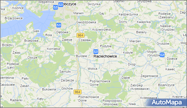 mapa Raciechowice, Raciechowice na mapie Targeo