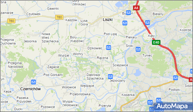 mapa Rączna, Rączna na mapie Targeo